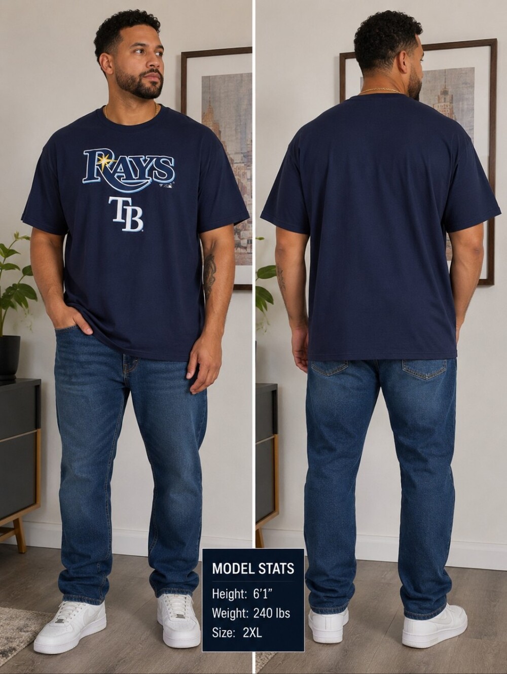 NWOT Majestic Navy Tampa Bay Rays Logo Short Sleeve Tee